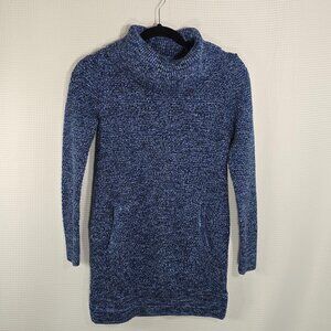 Duluth Trading Womens XS Cowl Neck Sweater Dress Blue Knit Tunic Cozy Winter